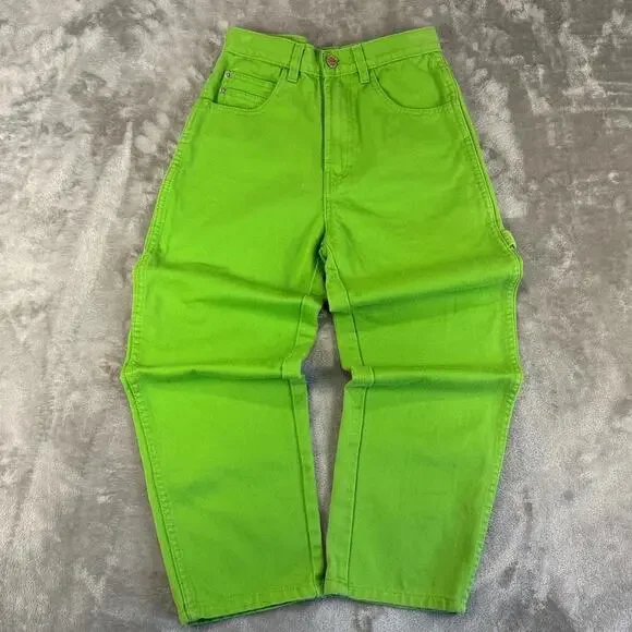 Vintage 90s IMPAQ Green Denim womens Jeans Carpenter Utility size 25/29 - Picture 1 of 8